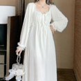 thumbnail image 1 of Princess Vintage White Color Full Sleeves Nightgown Women Autumn Pure Cotton Long Night Dress Girls Home Dress, 1 of 5