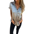 thumbnail image 1 of fheaev Chemise Roulée Femme Manches Courtes Chemisier à Boutons Col Tunique de Travail avec Poche, 1 of 6