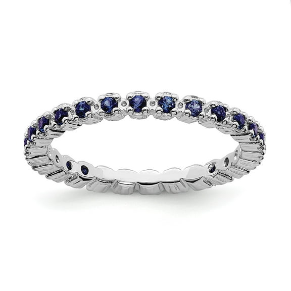 Sterling Silver Stackable Expressions Created Sapphire Ring - Size 8