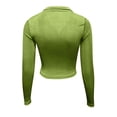 thumbnail image 4 of Tittly Button Down Shirts Womens Shirts Women's Long Sleeve Button Down Ruched Crop Top Shirts Going Out Tops Slim Tops Going Out Tops Long Sleeve Shirts for Women Green S, 4 of 8