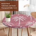 thumbnail image 3 of Pink Palm Tree Round Tablecloth 45-54 Inch Round Fitted Table Cloth with Elastic Edge, Summer Botanical Tropical Tree Waterproof Table Cover Protector for Outdoor Picnic Party Dining, 3 of 9