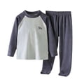thumbnail image 4 of MEZZALL Boys Thermal Patchwork O-Neck Long Sleeve Tops And Pants Kids Warm Base Layer Sleepwear Home Loungewear For Children Leisure Pajamas Sets, 4 of 4