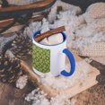 thumbnail image 5 of 3dRose, White Lacy Flower Pattern on Sage Green Background, 11oz Two-Tone Blue Mug, 5 of 7
