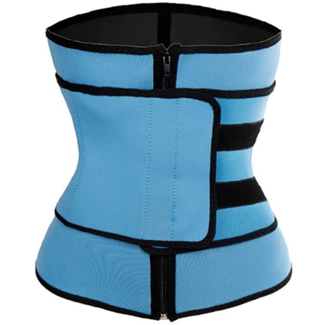 Fiudx Faja Moldeadora de Cintura de Neopreno con Cierre de Cremallera, Faja para Adelgazar, Mejora La Postura y Fortalece El Torso, Esencial para El Fitness, Ajuste Ajustable, Unisex, Colores Azul y