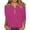 Hot Pink, variant on Staron Women Linen V-Neck Blouse Button Down 3/4 Sleeve Casual Comfy Loose Top Vacation Beach Travel Tunic, Hot Pink S