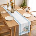 thumbnail image 6 of Blue Coastal Cotton Linen Table Runner for Dining Kitchen, Nautical Starfish Eucalyptus Leaf Coral Striped Wedding Outdoor Party Tablerunners, Dresser Scarf Coffee Tablecloth Runners 13x70 Inches, 6 of 9