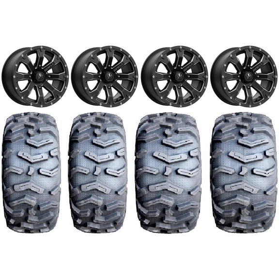 MSA Bounty 14" Wheels Black 26" MotoForce Tires Kawasaki Mule Pro FXT