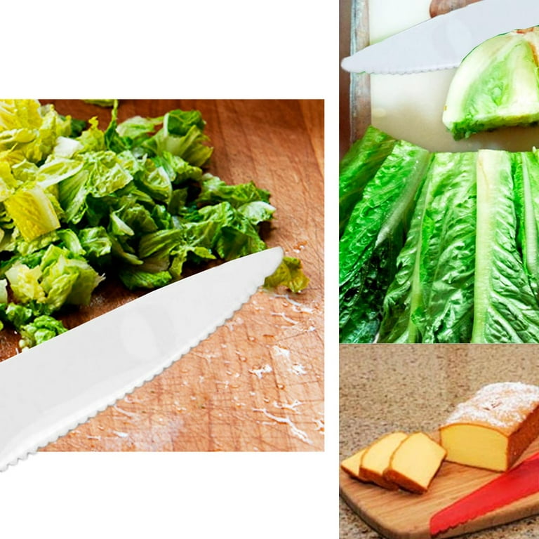 jawbush Lettuce Knife for Kids, 8.7 Plastic Kids Safe Knives Set, Serrated  Paring Knife for Cutting Fruits, Bread, Brownies, Veggies and More, Nylon