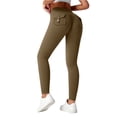 thumbnail image 2 of Butt Lifting Tummy Control Workout Leggings, High Waist with Back Pockets, Yoga Pants for Fitness Running Daily Use Coffee XL, 2 of 4