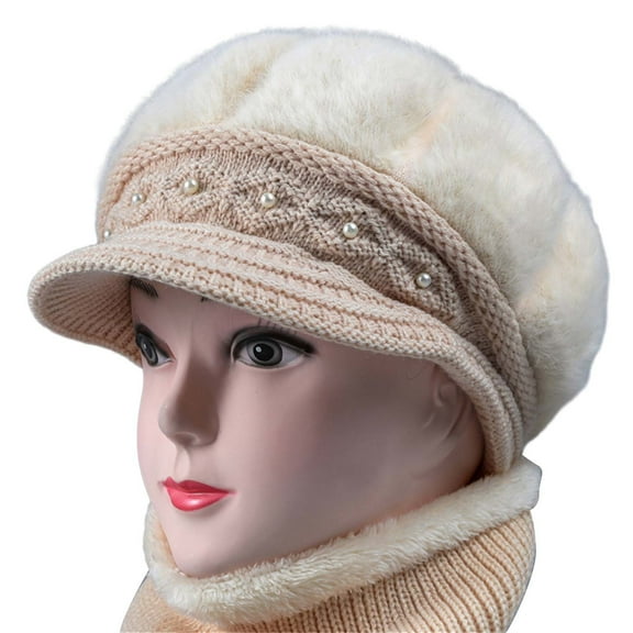Lroveb Beret Hats for Women Woolen Knitted Warm Basin Hat Padded Cotton Hat