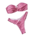 thumbnail image 2 of BSDJILFG Womens Bandeau Swimsuit Set ,Two-Piece Bikinis Strapless Swimwear Bra and High-Cut Cheeky Briefs Summer Beachwear Holiday Bathing Suits, 2 of 5