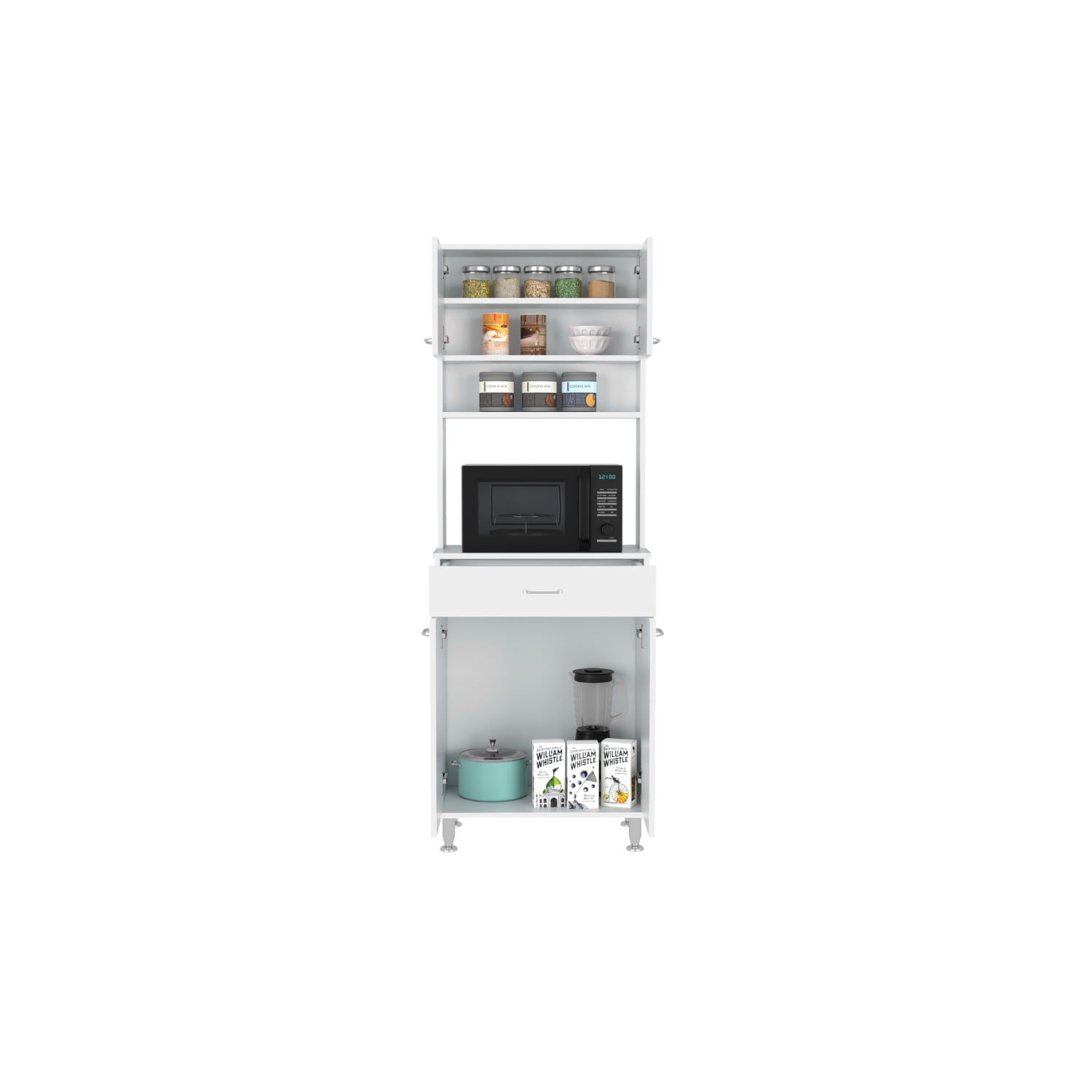 We Have Furniture Pantry Piacenza,Two Double Door Cabinet, White Finish