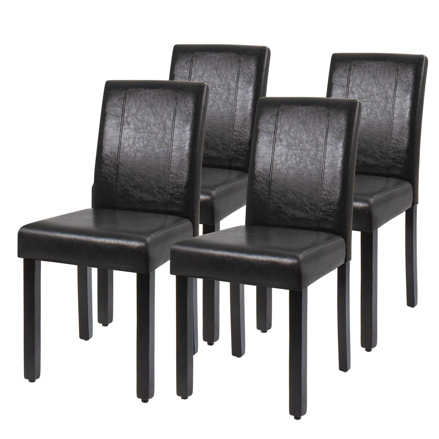 4 black leather dining chairs