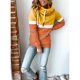 thumbnail image 3 of Sudadera Con Capucha Para Mujer, Capucha De Cuello Alto Con Bloqueo De Color, Sudadera Con Capucha Informal Para Mujer A Juego Para Ir De Compras ANGGREK Amarillo y Naranja M, 3 of 6