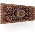 thumbnail image 1 of Vintage Rug Gaming Mouse Pad - XL Dark Brown Retro Carpet Aesthetic, Extended Large Mat, Non-Slip Rubber Base, Stitched Edge, Flower Keyboard Pad Playmat for Computer, 31.5x11.8 Inch, 1 of 6