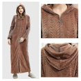 thumbnail image 2 of Ladies Hooded Dressing Gown Bath Robe Warm Soft Womens Fleece Zip Up Long Robes, 2 of 3