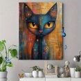 thumbnail image 4 of Qisvanset 12x16 Inch Colorful Abstract Cat Canvas Wall Art, Whimsical Kitty Pet Lover Home Decor, 4 of 5