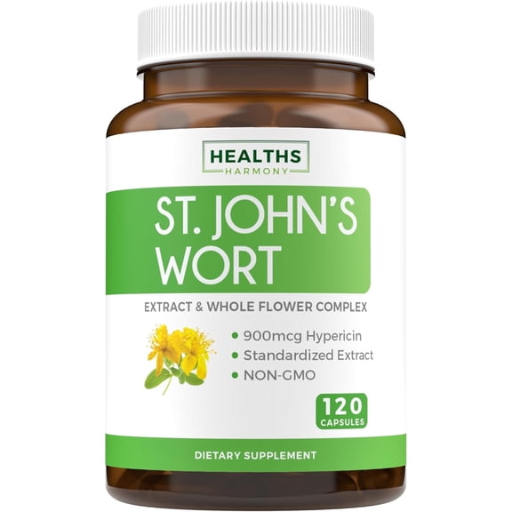 Healths Harmony 500mg St Johns Wort Mood Support Supplement with Hypericin, 120 Capsules