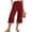 BU21_Wine, variant on Side Slit Capris for Women Summer Wide Leg Pants Beach Casual Elastiv Wasited Trousers with Pockets Gray L