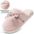 thumbnail image 2 of Womens Slippers Memory Foam House Slippers for Women Fuzzy Plush Comfy Faux Fur Slippers with Butterfly Tie Anti-Skid House Shoes Indoor Outdoor, 2 of 14