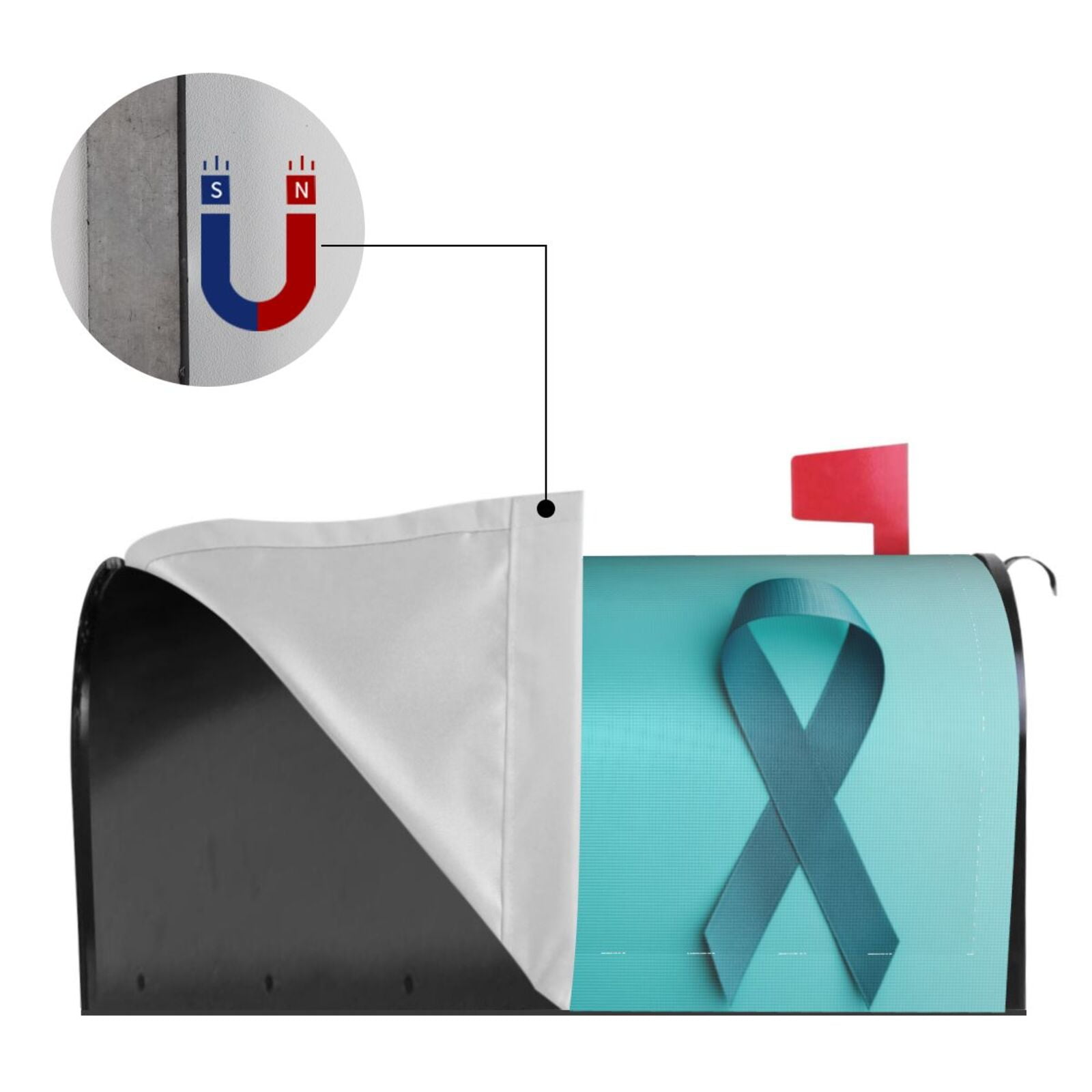 Rateoe a Teal Ribbonin Printed Mailbox Covers - Easy to Install Fall, Winter, Spring, Summer Mailbox Cover - Weather and UV-Resistant Mailbox Decor - Mailbox Magnetic Covers-25.5x21 in