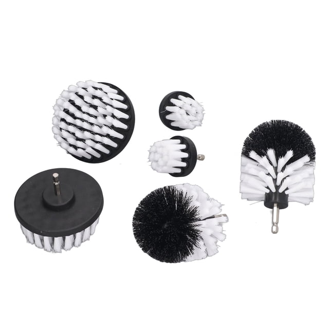 Cepillo de limpieza para taladro (6 unidades), cerdas de nailon suaves blancas, resistente al desgaste, para azulejos de esquina de pared.