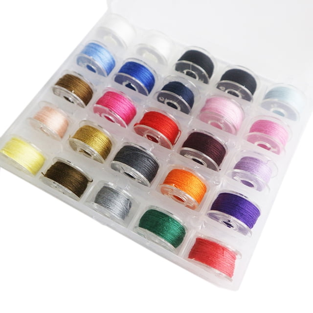 Kearding 25 unidades/juego de hilos de bordar para coser, hilos de bobina preenrollados para manualidades DIY con caja de almacenamiento De coser Vistoso Kearding HA5832-03B
