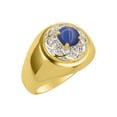 thumbnail image 3 of RYLOS Men's Rings 14K Yellow Gold Designer Gypsy 7MM Round Gemstone & Diamond Ring Blue Star Sapphire September  Size 11, 3 of 6