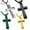Blue, variant on Stainless Steel Cubic Zirconia Classic Cross Necklace in Silver, Gold Plated, Blue, or Black