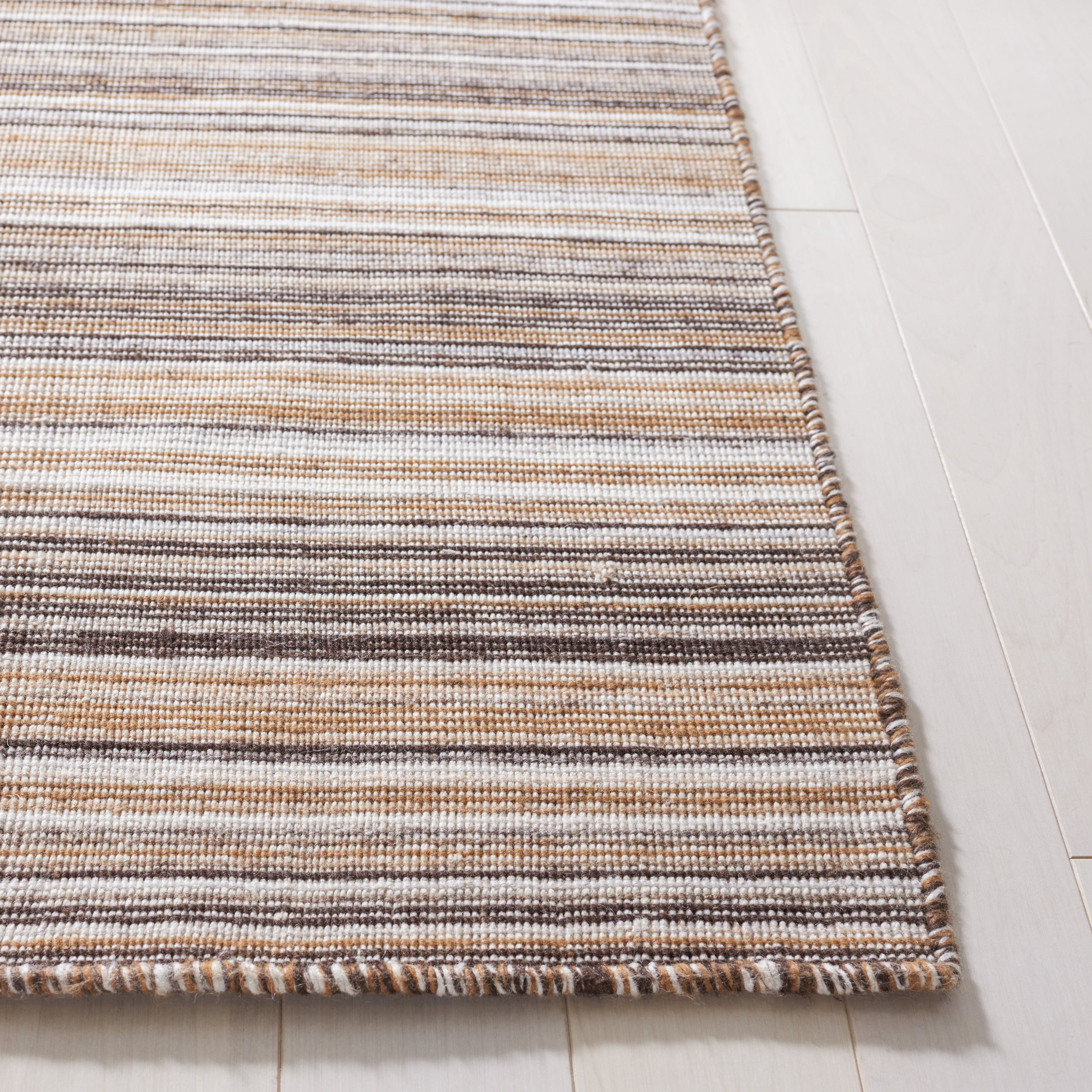 SAFAVIEH Kilim Xaviera Striped Polyester Area Rug, Brown/Yellow, 4' x 6'