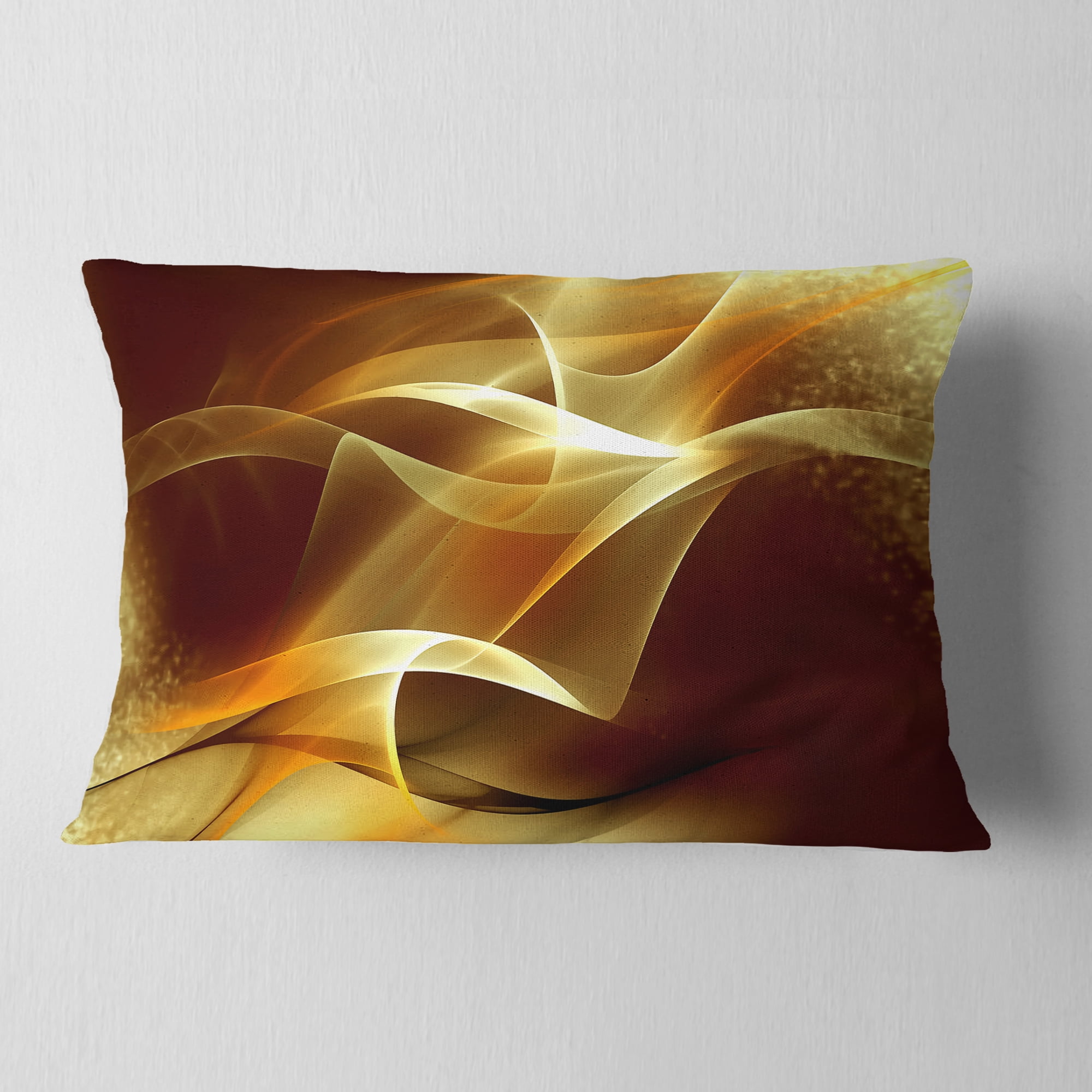 Designart Light Yellow Abstract Fractal Design - Abstract Throw Pillow - 12x20