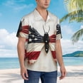 thumbnail image 2 of KLL Men's Hawaiian Shirt Short Sleeve Button Down Beach Shirts-American Flag Butterfly Wall, 2 of 5