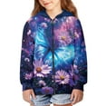 thumbnail image 3 of chaqlin Butterfly Hoodies for Girls 11-13 Trendy Y2K Zip Up Hoodie Flowers Long Sleeve Sweatshirts Jackets Lightweight Loose Hooded Coat with Pocket, 3 of 7