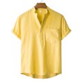 thumbnail image 4 of TIHLMK Mens Tshirts Men Hawaiian Short Sleeve Beach Shirt Solid Summer Casual Button Down Shirts, 4 of 8