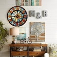 thumbnail image 5 of Vintage Stained Glass Wall Clock Decorative Art 10-Inch Silent Wooden Wall Clock, Battery Operated (AA Batteries Not Included), Artistic Home Decor, 5 of 8