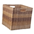 thumbnail image 3 of Cesta de almacenamiento de ratán sintético, cesta de almacenamiento decorativa con asas, cubo de almacenamiento tejido a mano para baño, hogar, cocina, 3 of 7