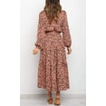 thumbnail image 2 of Women's Boho Leopard Print Ruffle Long Sleeve V Neck Casual Flowy Party Maxi Dress, 2 of 6