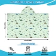 thumbnail image 2 of LightGreen Cartoon Dinosaurs Pattern Hooded Bath Towel，50"x30" for Ages 3 To 12 Kids, Quick Dry Lightweight Soft Microfiber Hood Beach Towel Cover Up for Kids, 2 of 7