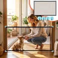 thumbnail image 6 of No Drill Pet Gate Mesh Dog Fence with Adhesive Hooks Portable Safety Barrier for Stairs Doorways Hallway and Home Isolation for Dogs and Cats Black, 6 of 7