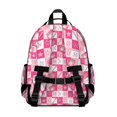 thumbnail image 3 of Pink Plaid Baseball Pattern Cute School Backpack Bag for School with Padded Back and Adjustable Shoulder Straps 15.25"x11.5"x5.25", 3 of 5