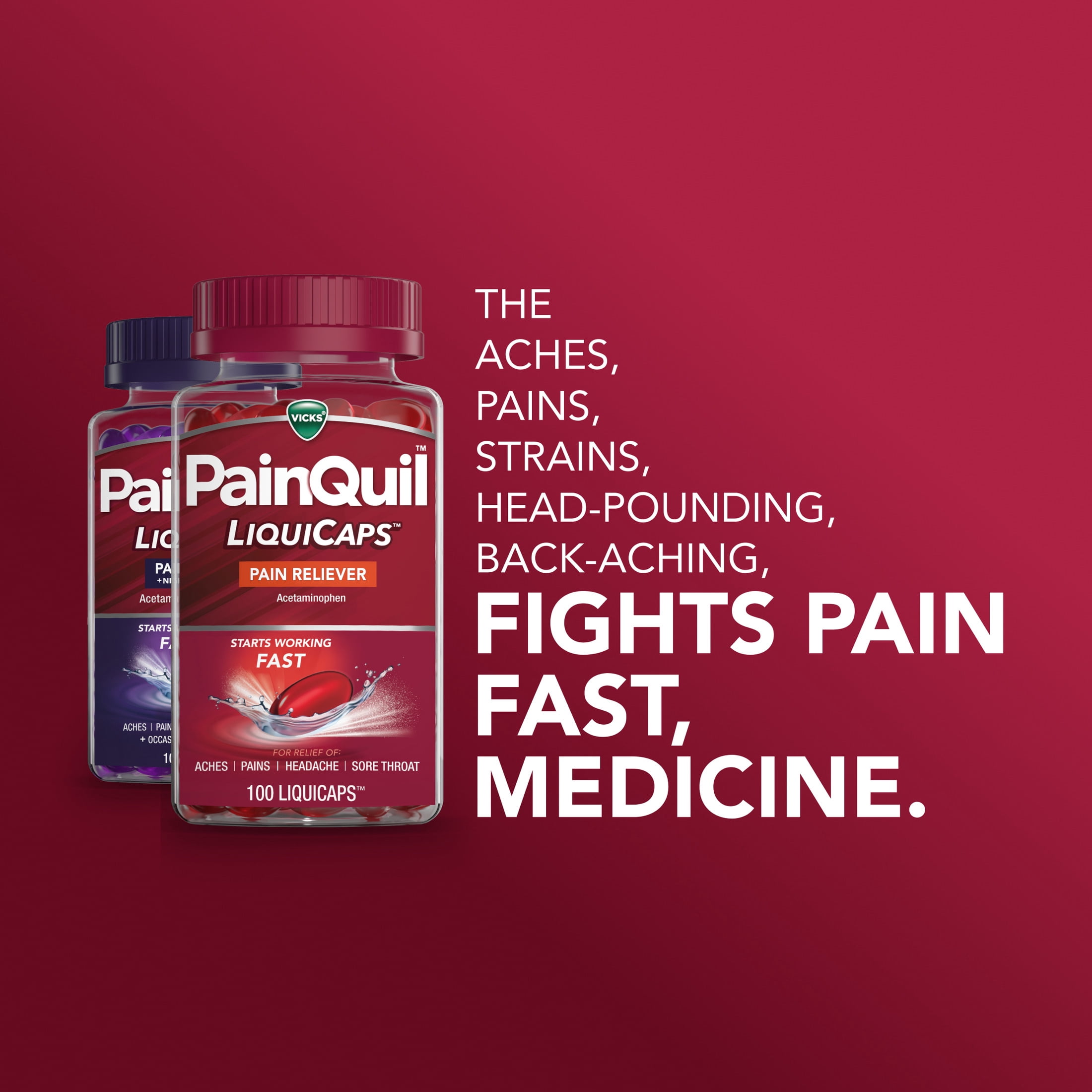 (2 pack) Vicks PainQuil Max Strength Pain Relief LiquiCaps, Day/Night Combo, 200 count