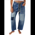 thumbnail image 3 of Pantalones Vaqueros Holgados de para Mujer, de Tiro Bajo, con Parches y Pernera y Bolsillos. Azul XL, 3 of 7