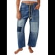 thumbnail image 3 of Pantalones Vaqueros Holgados de para Mujer, de Tiro Bajo, con Parches y Pernera y Bolsillos. Azul L, 3 of 7