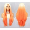 thumbnail image 3 of Unique Bargains Lace Front Wigs for Women 26" Blonde Gradient Orange Long Straight Hair with Wig Cap, 3 of 6