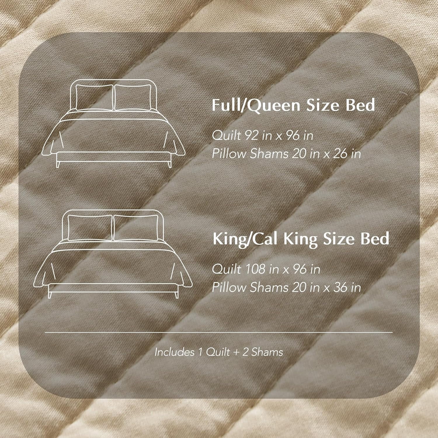 EVERGRACE Cotton Sateen Quilt Set Queen Size, Pre-Washed Cotton Channel Stitch Coverlet Bedspread, 3 Pieces Lightweight Soft Bedding Sets for All Season, with 2 Pillow Shams, Light Sand