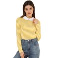thumbnail image 1 of Disfraz de Halloween para mujer Allegra K blusa a rayas en contraste Peter Pan Amarillo S, 1 of 6