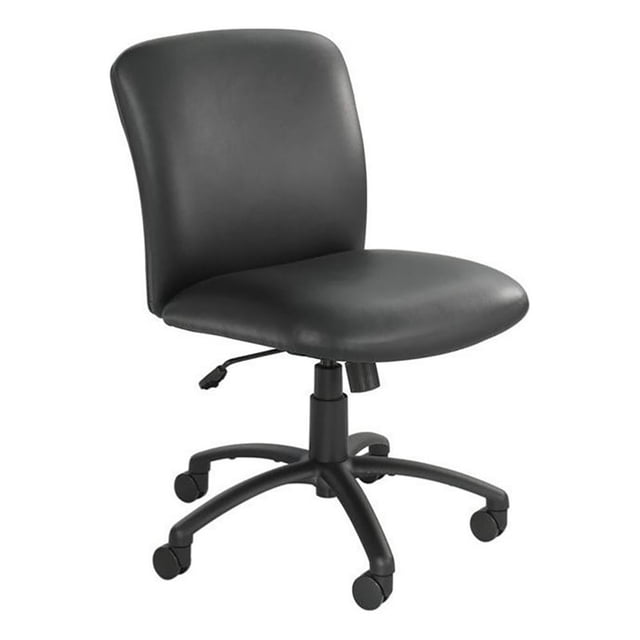 Scranton & Co Contemporary Vinyl Mid Back Armless Task Office Chair in Black