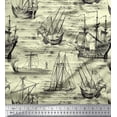thumbnail image 1 of Soimoi Silk Fabric Waves & Ship Ocean Print Fabric by Yard 42 Inch Wide, 1 of 1