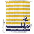 thumbnail image 2 of Yellow Striped Waterproof Fabric Shower Curtain,Navy Blue Nautical Anchor Geometric Waterproof Fabric Shower Curtain for Bathroom Curtains Bathtubs Shower Curtains with 12 Hooks Extra Long 72x96, 2 of 8