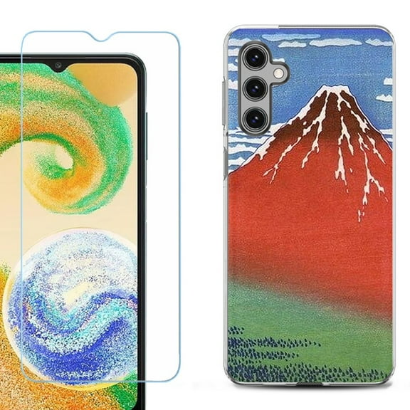 Shockproof Fashion Phone Case for Samsung Galaxy A14 5G, with Tempered Glass Screen Protector, by OneToughShield ® - Fuji Morning